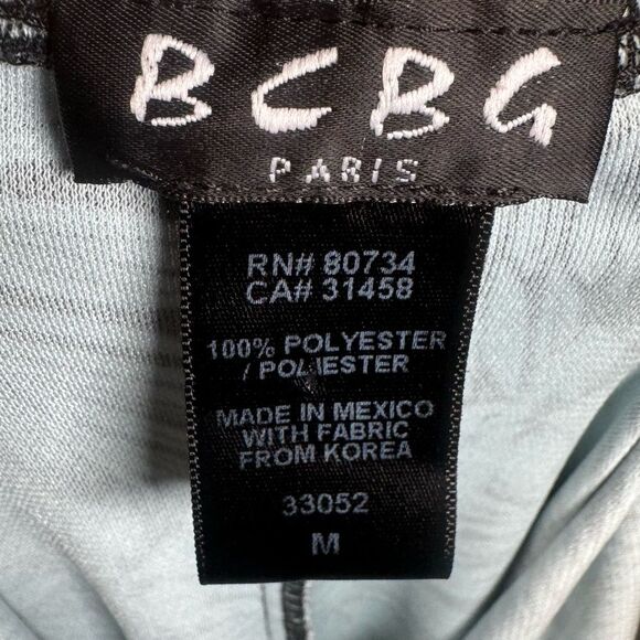 BCBG Paris light blue and black tropical print dress size medium - Picture 5 of 5